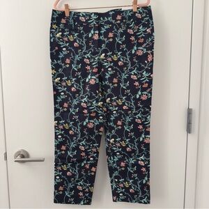 Ann Taylor Loft Marisa Pant Floral Blue Size 8 Medium M Trouser Workwear Office